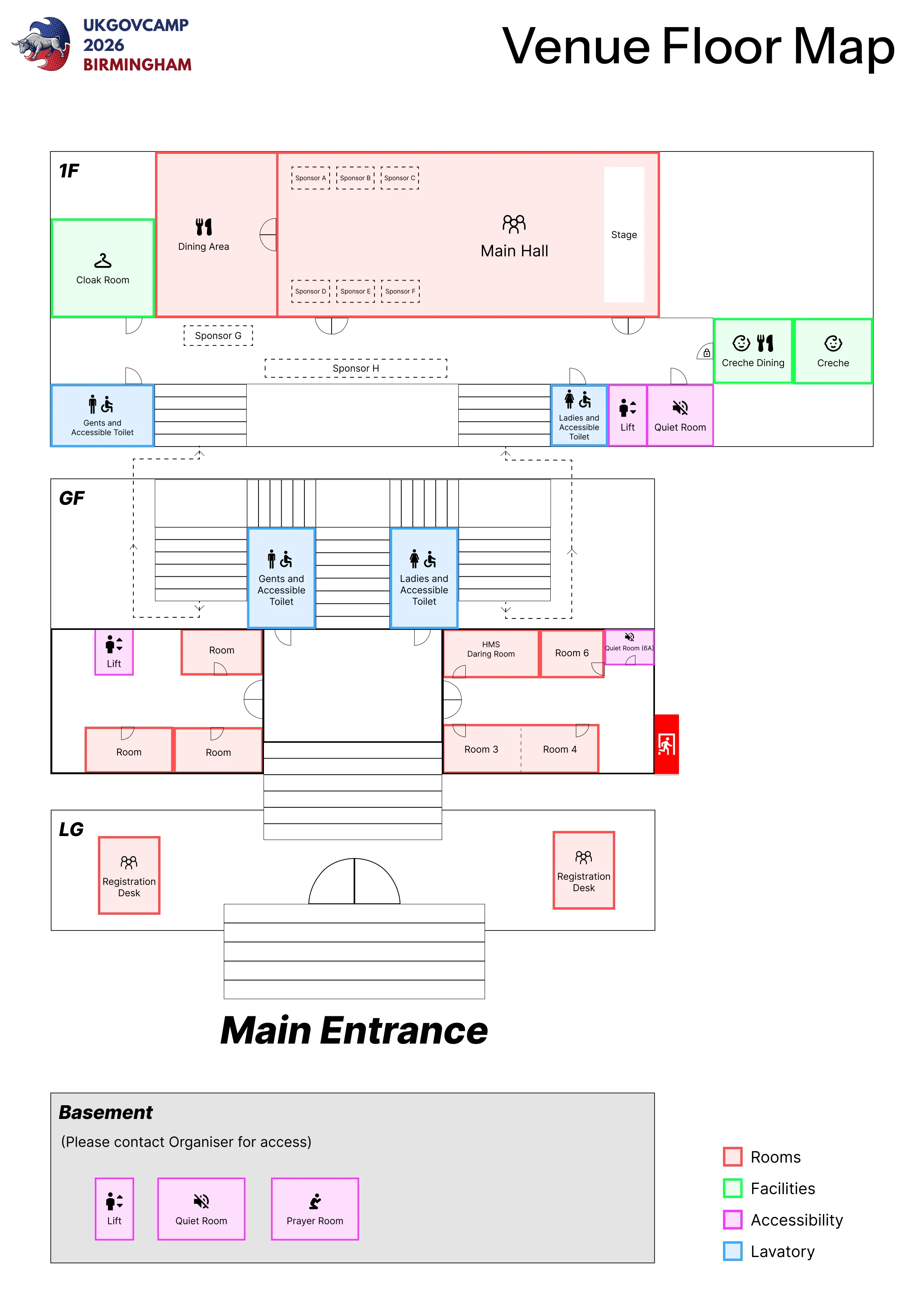 Floor Map of Brimingham City Council House Floor Map of Brimingham City Council House, demonstrating the venue layout and accessibility facilities.